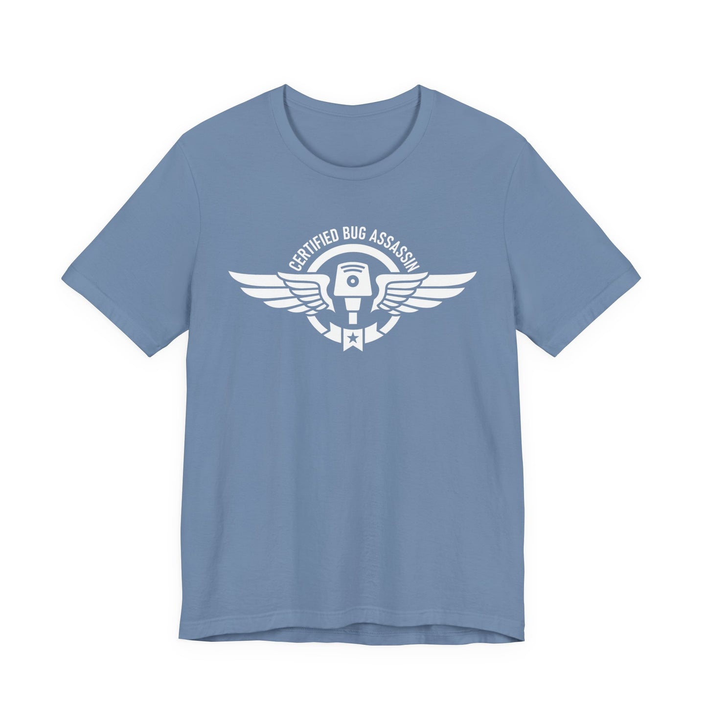 Certified Bug Assassin - Funny Pest Control Military Style Graphic Tee