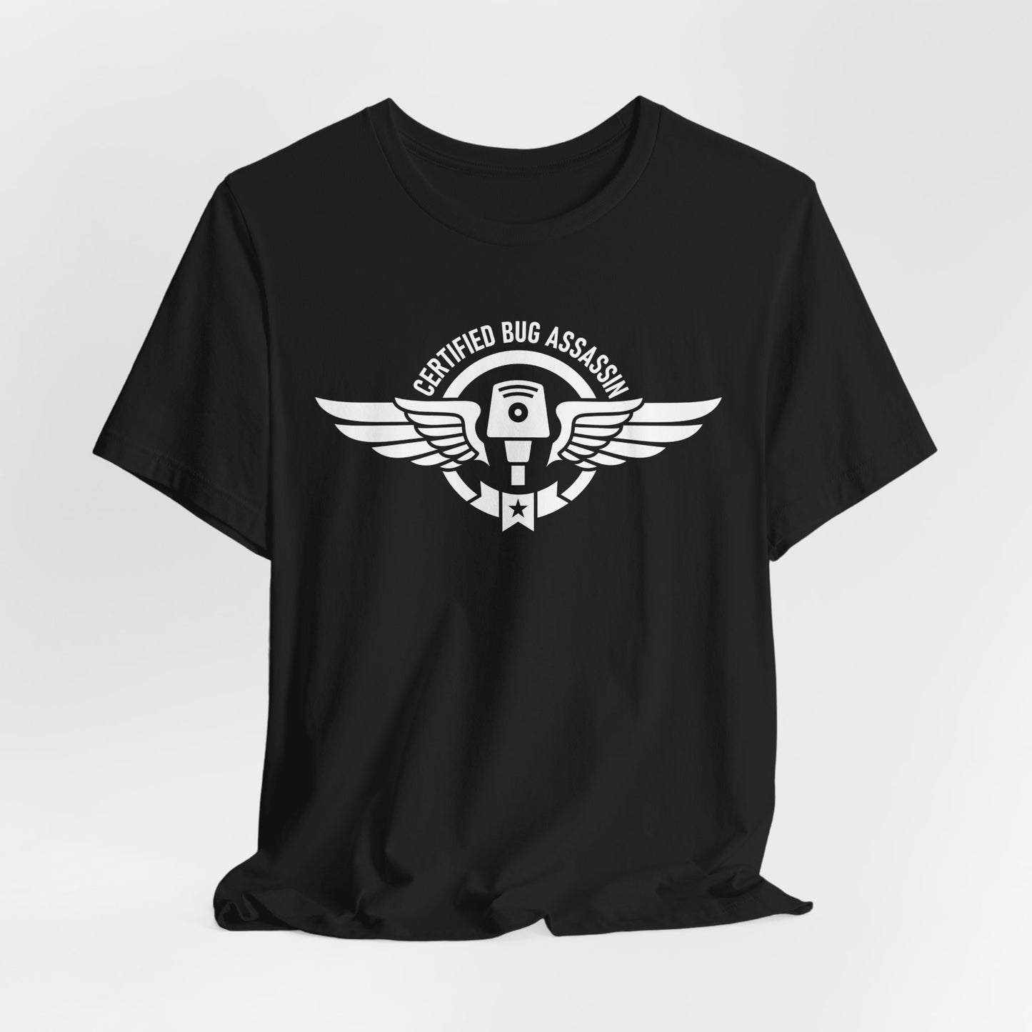 Certified Bug Assassin - Funny Pest Control Military Style Graphic Tee