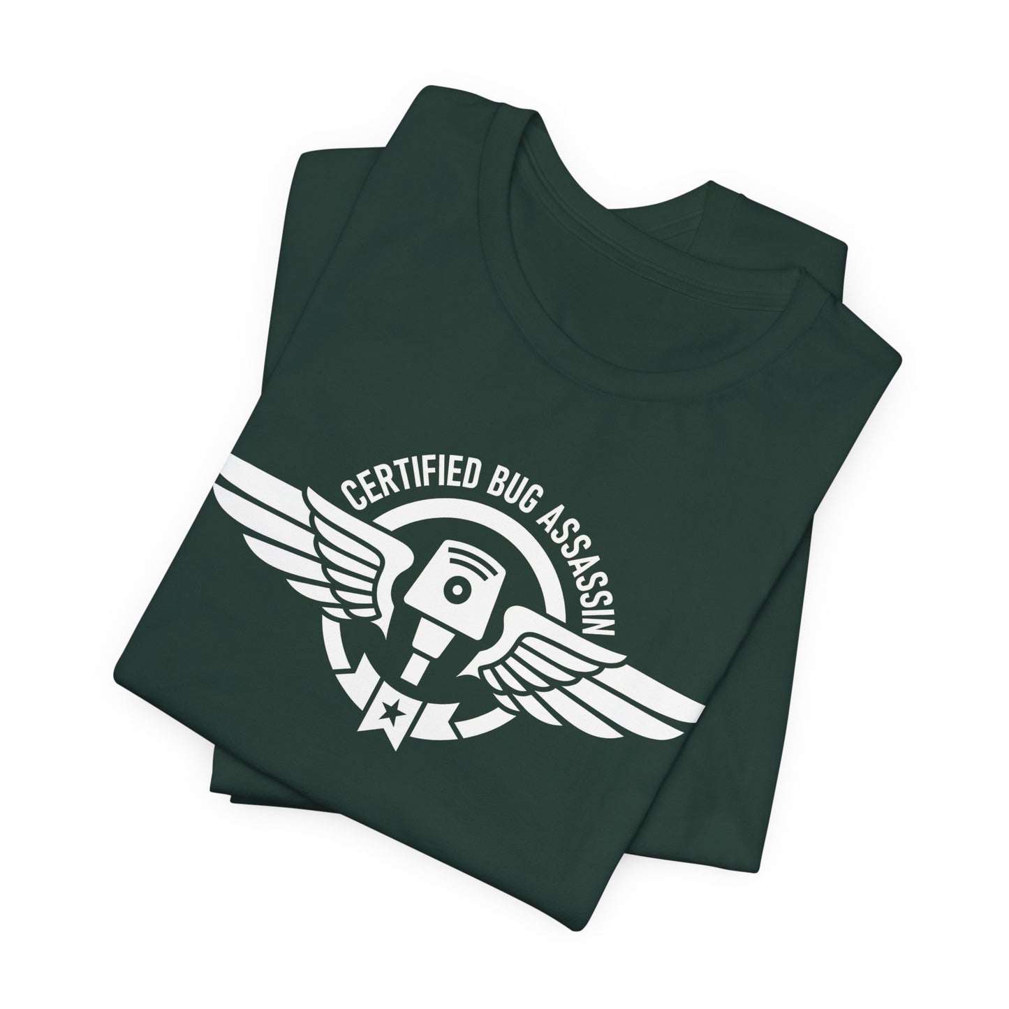 Certified Bug Assassin - Funny Pest Control Military Style Graphic Tee
