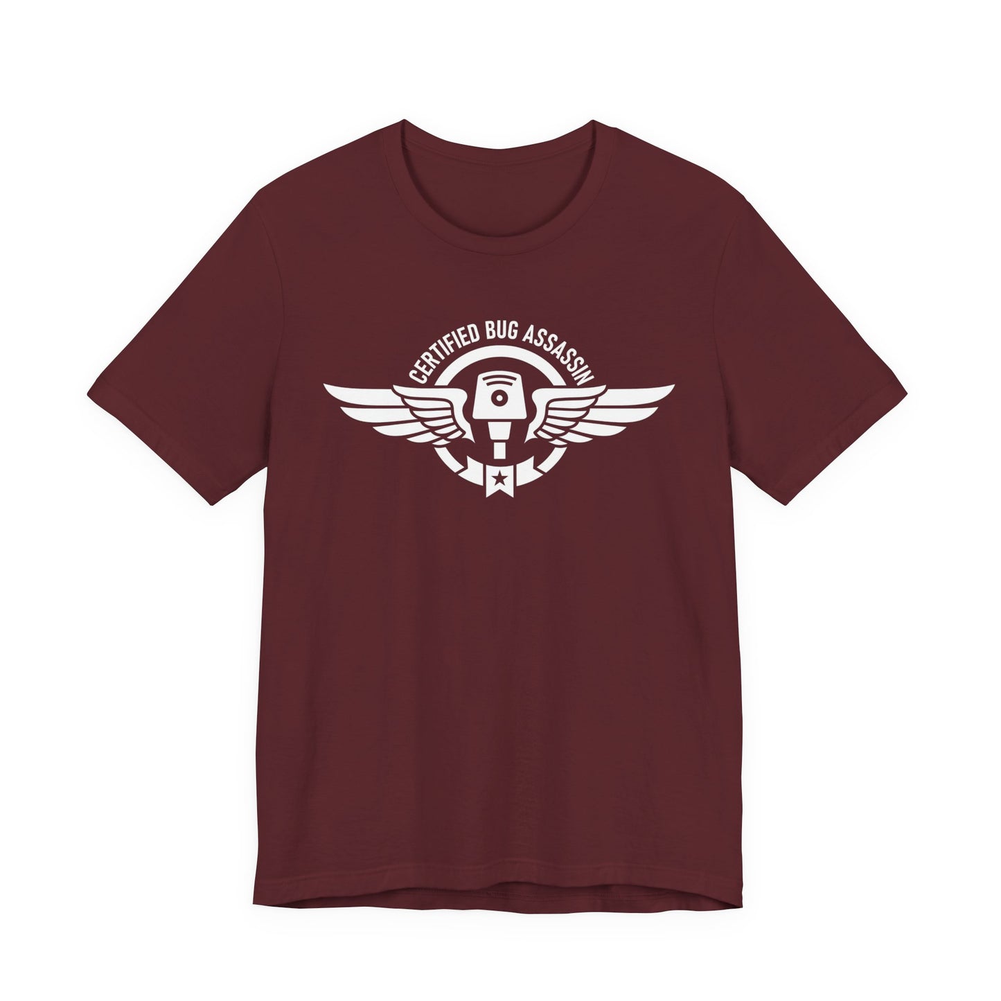 Certified Bug Assassin - Funny Pest Control Military Style Graphic Tee