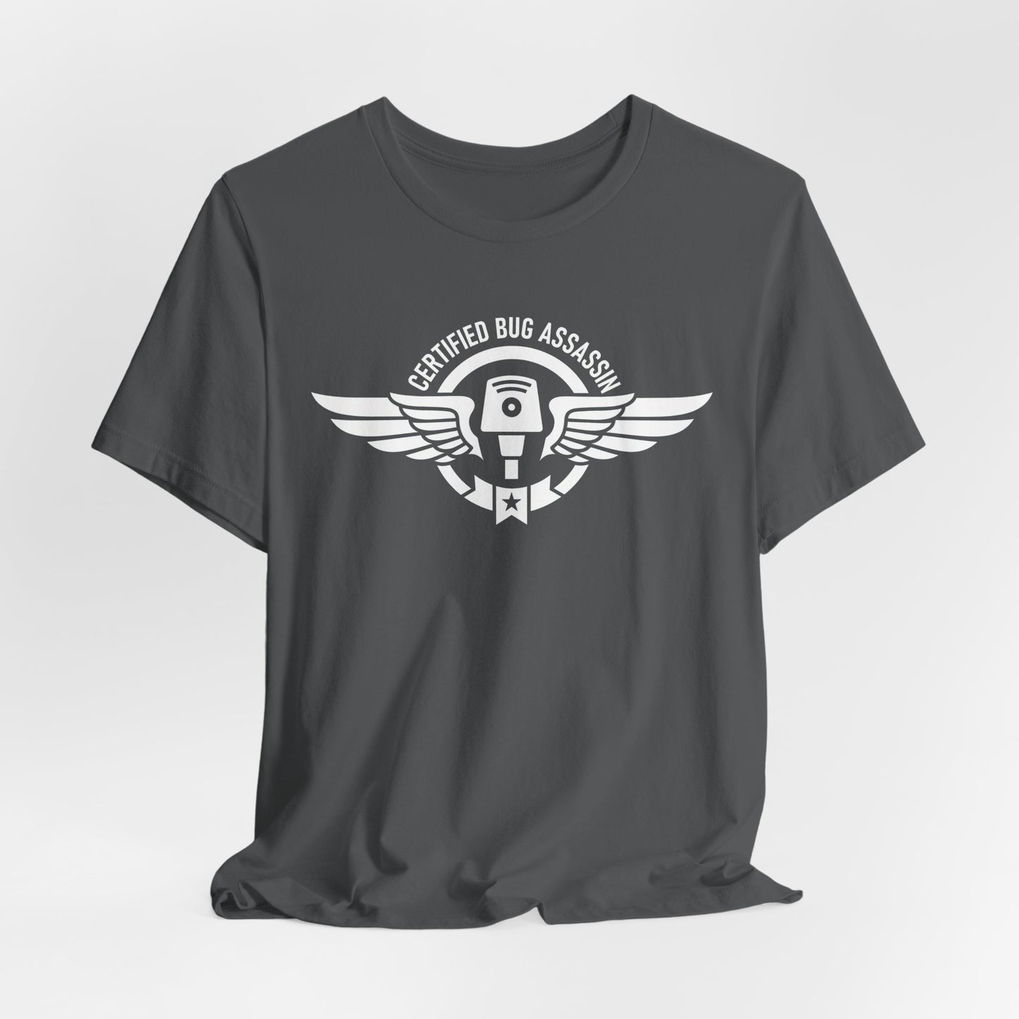 Certified Bug Assassin - Funny Pest Control Military Style Graphic Tee