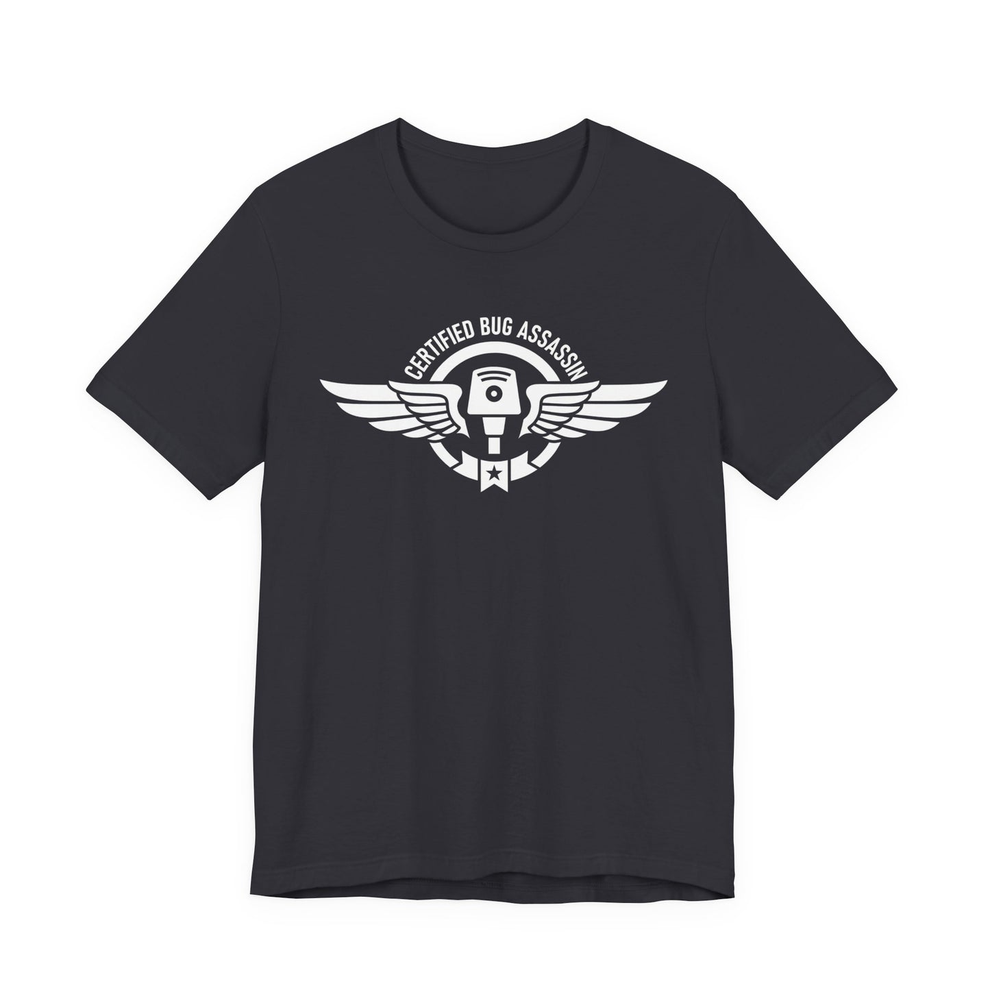 Certified Bug Assassin - Funny Pest Control Military Style Graphic Tee