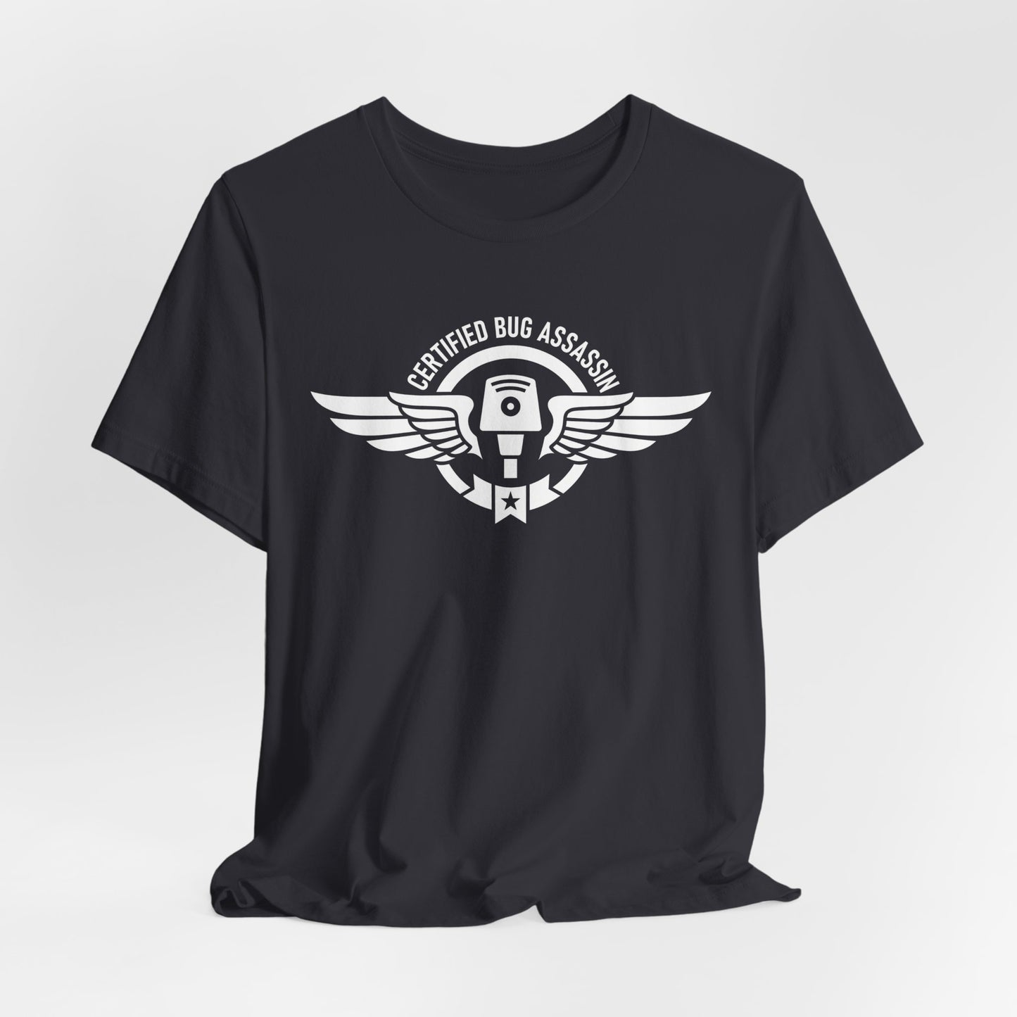 Certified Bug Assassin - Funny Pest Control Military Style Graphic Tee