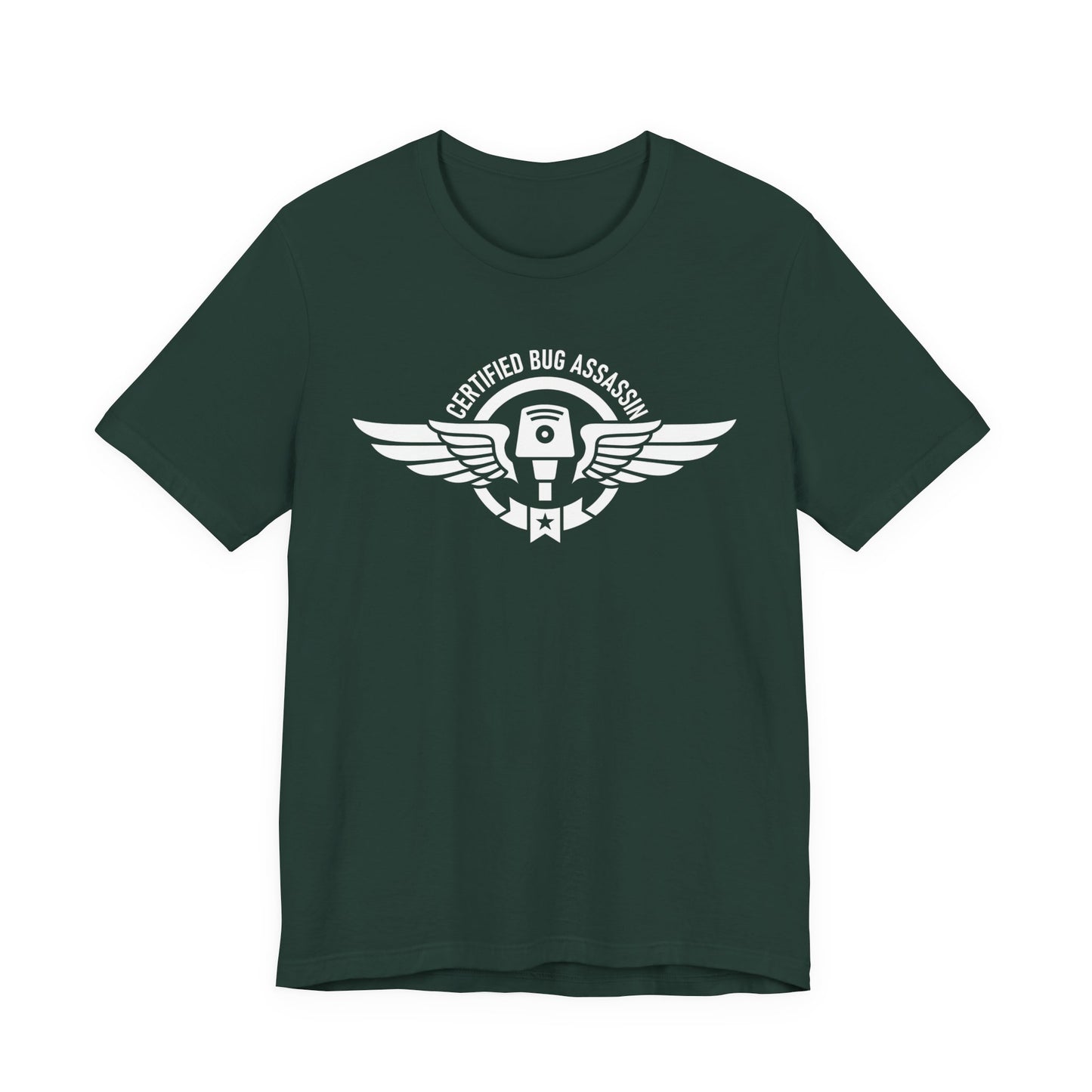 Certified Bug Assassin - Funny Pest Control Military Style Graphic Tee