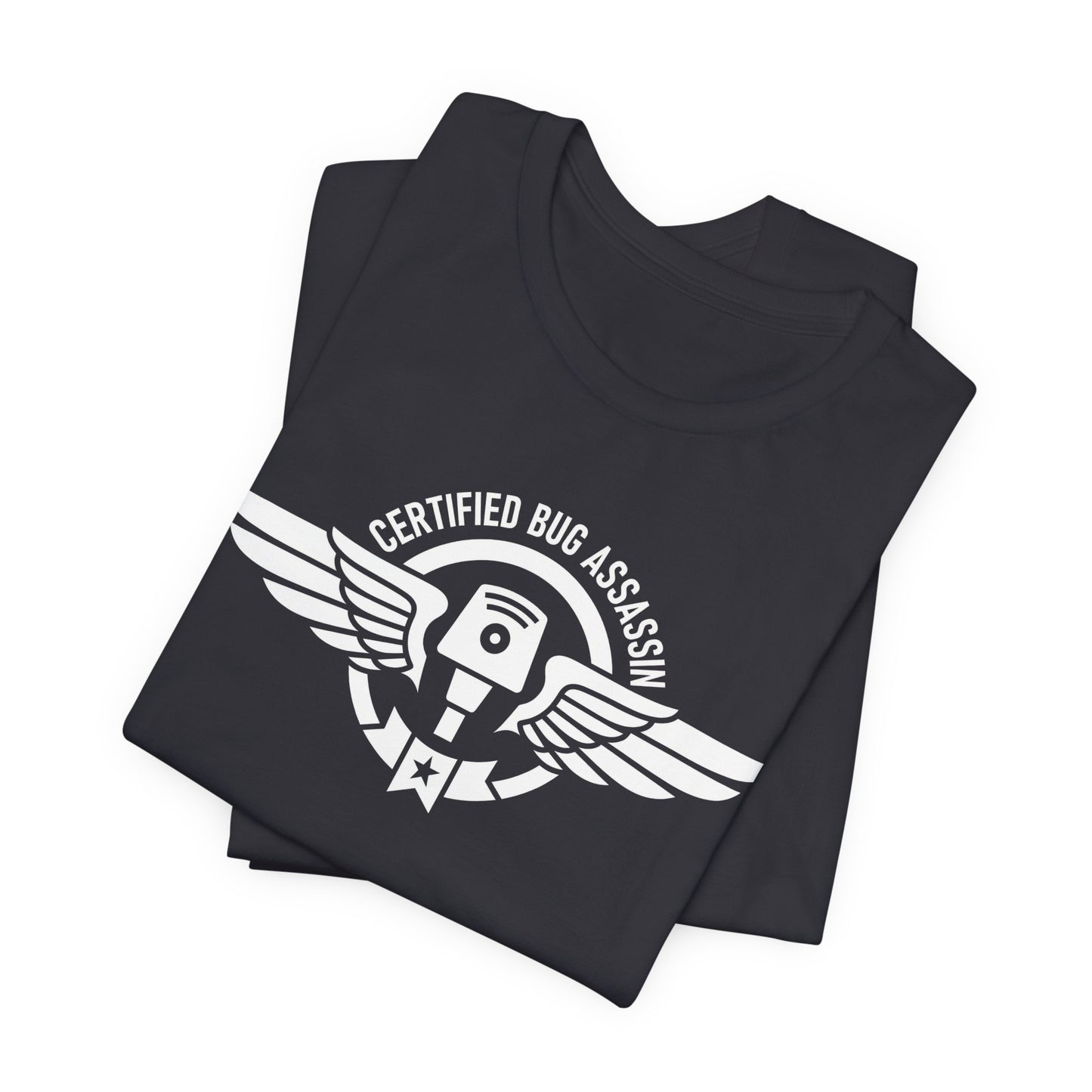Certified Bug Assassin - Funny Pest Control Military Style Graphic Tee