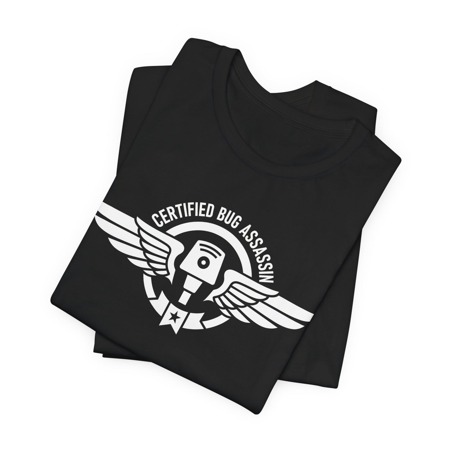 Certified Bug Assassin - Funny Pest Control Military Style Graphic Tee