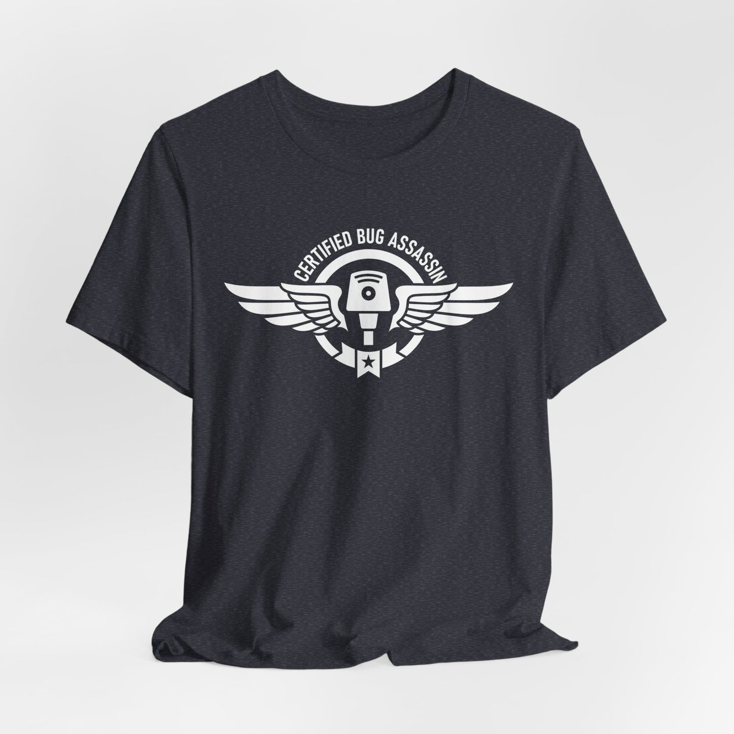 Certified Bug Assassin - Funny Pest Control Military Style Graphic Tee
