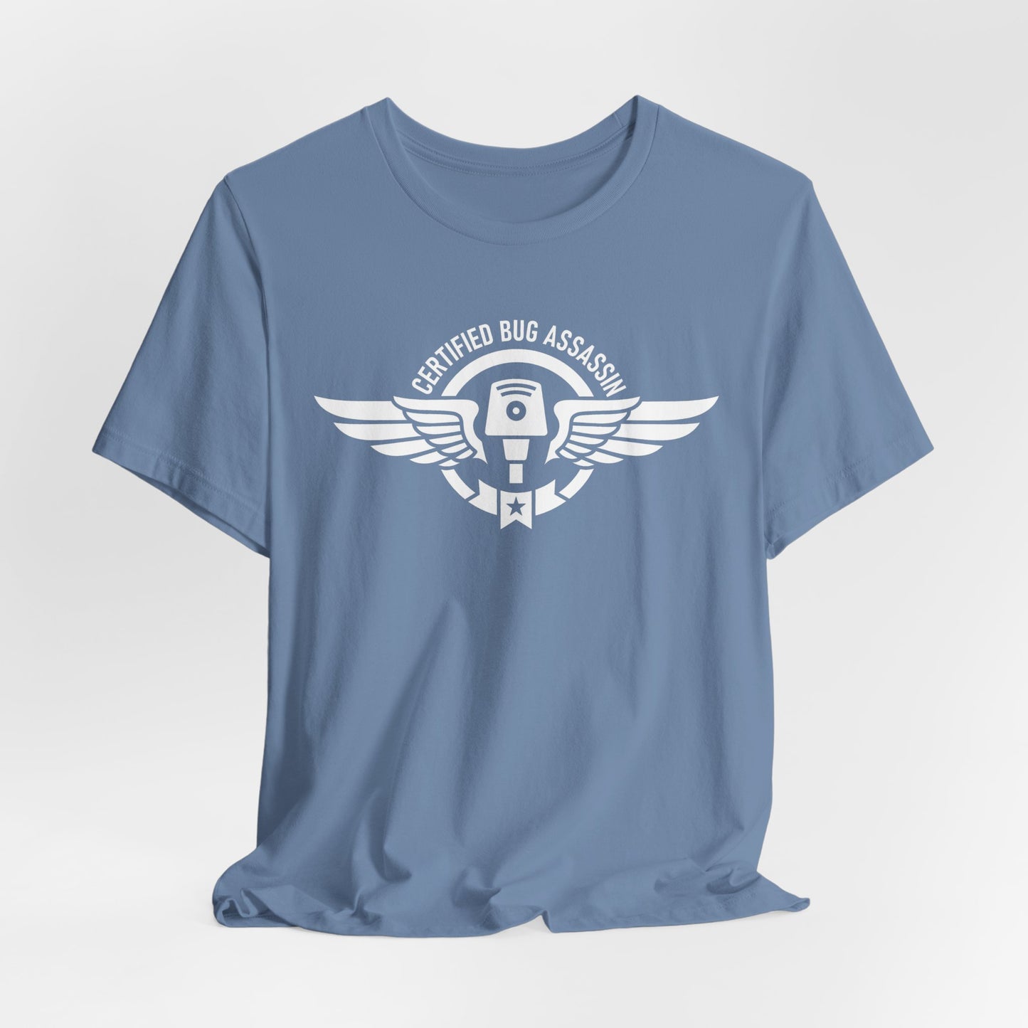 Certified Bug Assassin - Funny Pest Control Military Style Graphic Tee