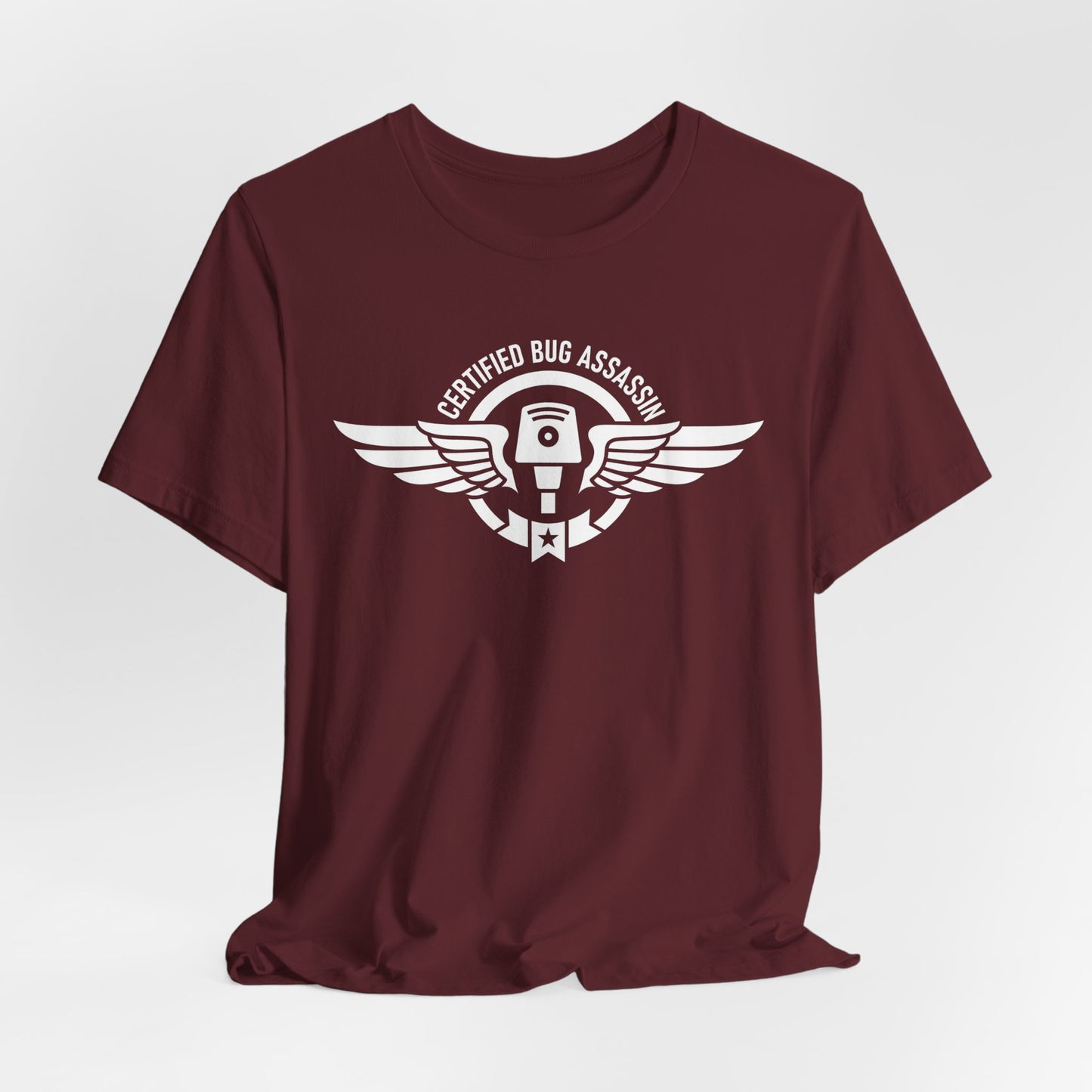Certified Bug Assassin - Funny Pest Control Military Style Graphic Tee
