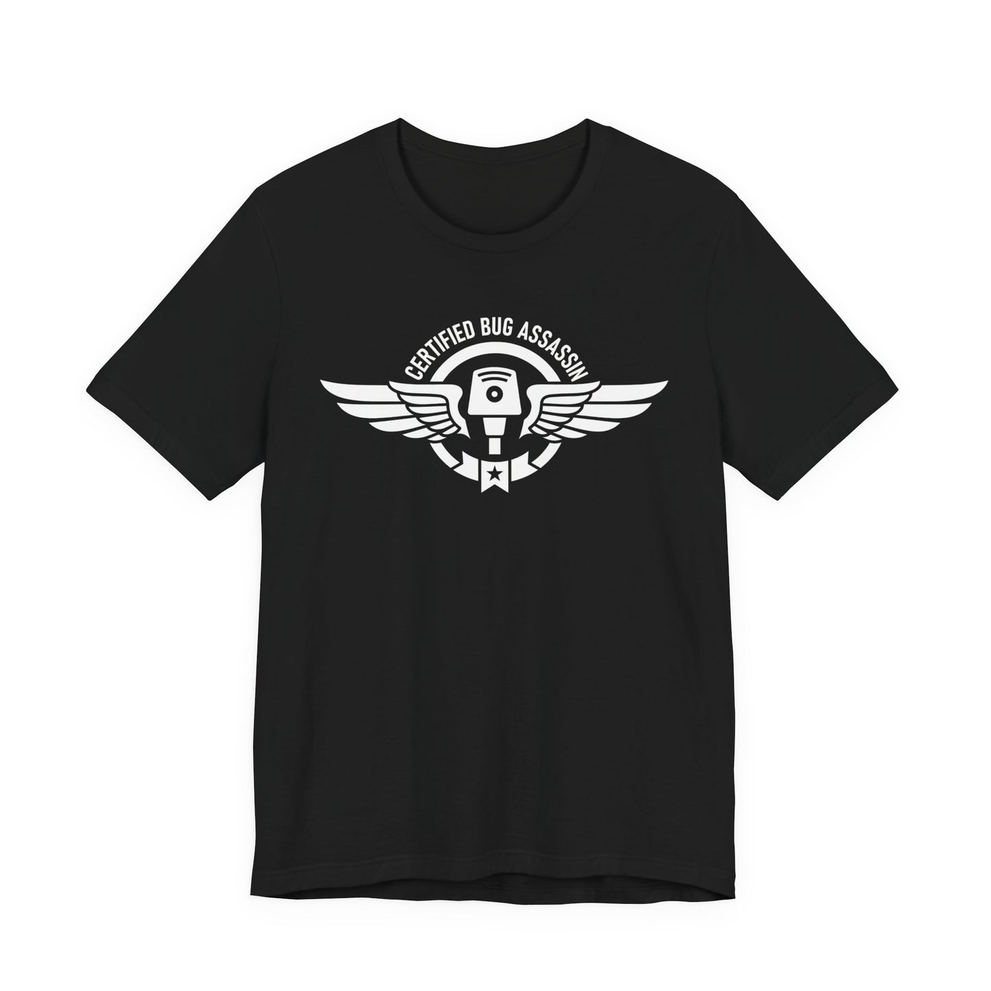 Certified Bug Assassin - Funny Pest Control Military Style Graphic Tee