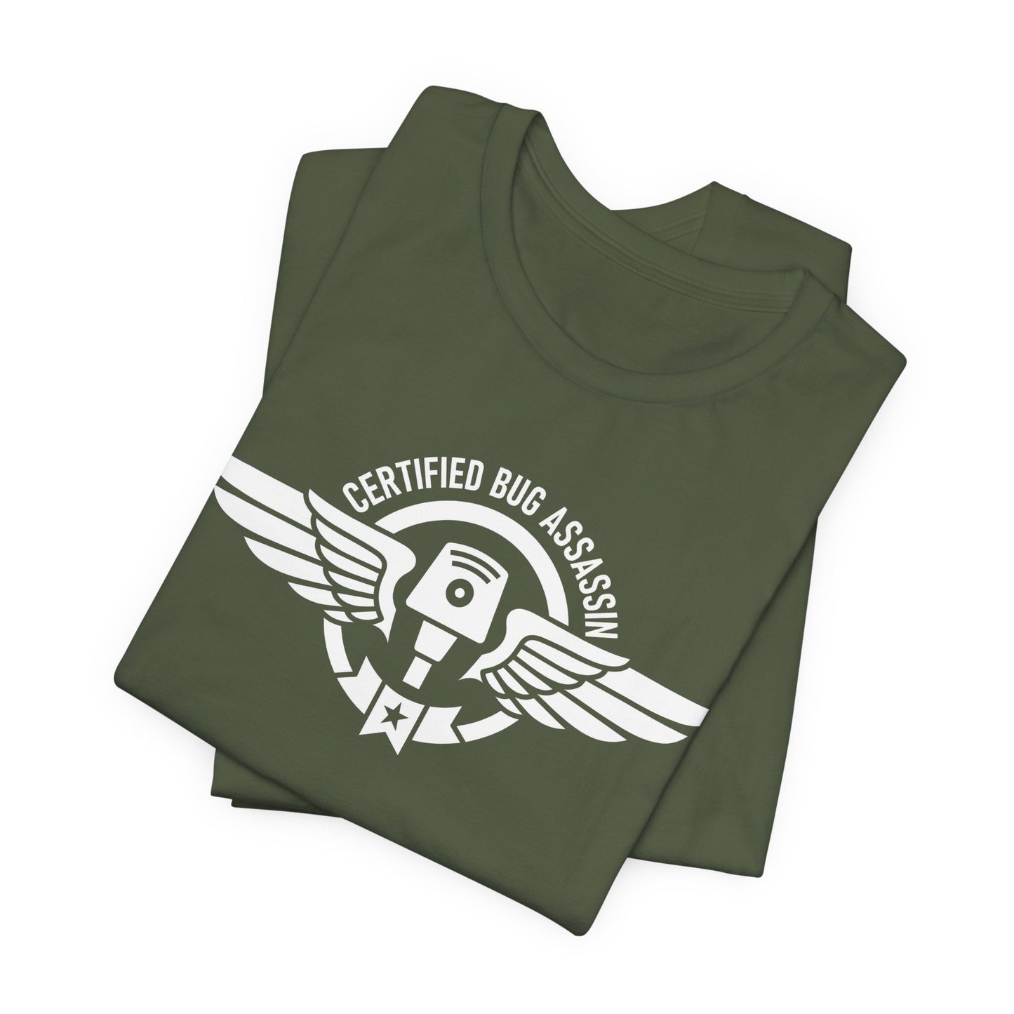 Certified Bug Assassin - Funny Pest Control Military Style Graphic Tee