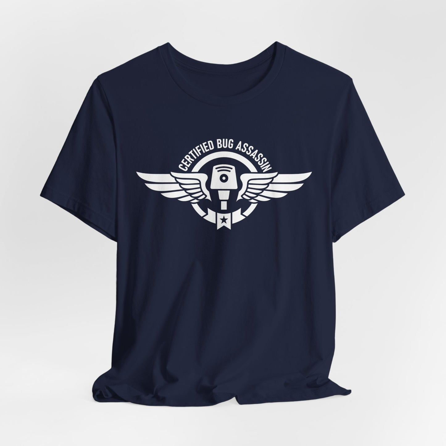 Certified Bug Assassin - Funny Pest Control Military Style Graphic Tee
